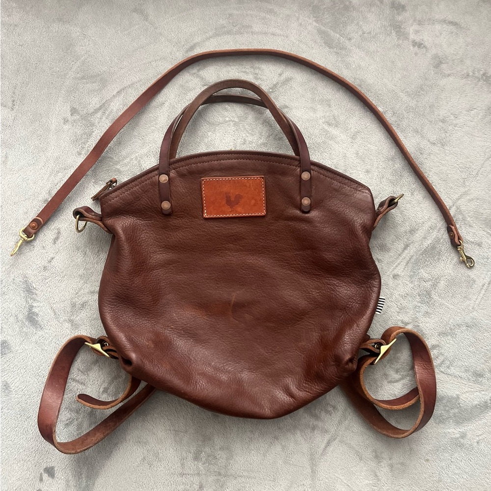 Meanwhile Back on the Farm Mocha Leather 2.0 backpack